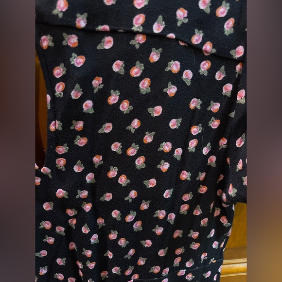 Free People Women’s Mia Empire-Waist Jumpsuit Size 6 Black & Pink Floral Print - Picture 11 of 13